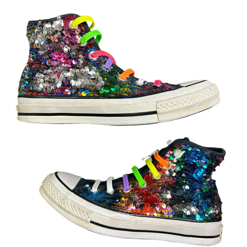 CONVERSE CHUCK TAYLOR ALL STAR high ankle sequins PRIDE multicolor sneaker shoes